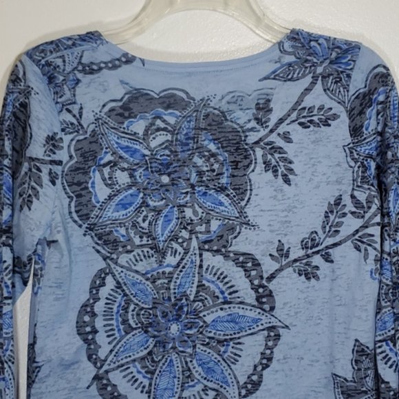 J.Jill Blue Floral Design Top Size Small - Picture 5 of 8